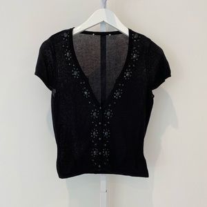 WHITE HOUSE BLACK MARKET EMBELLISHED KNIT SMALL